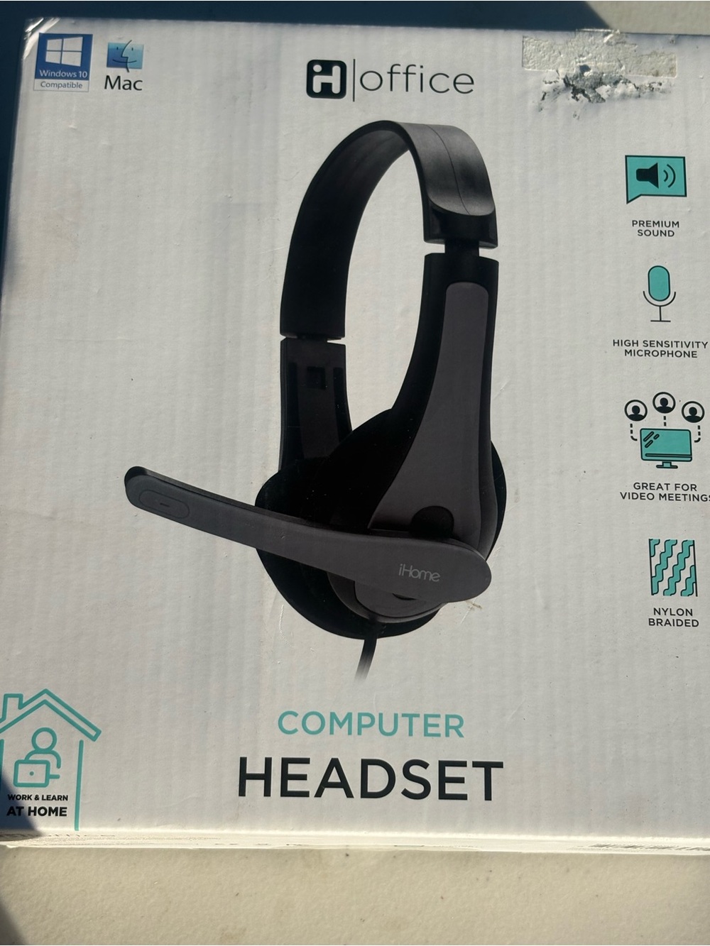 iHome Black Over-Ear Computer Headset with Boom Microphone